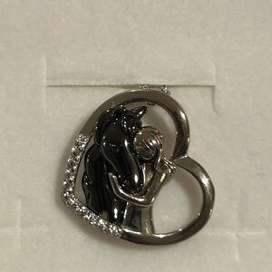 Elegant Silver and Black Heart Pendant Necklace